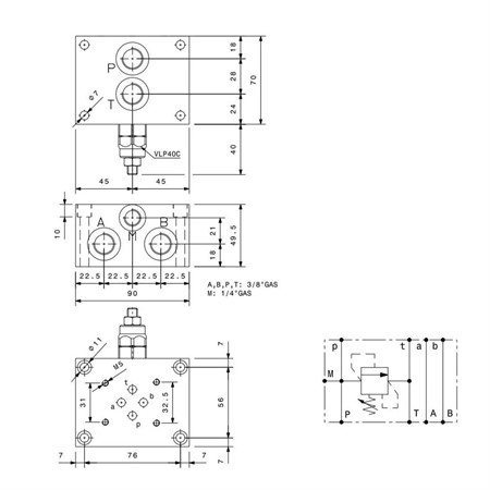 NG6 montageblock R3/8" med tryckbegänsare